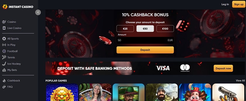 Instant Casino - Bästa casino utan svensk licens